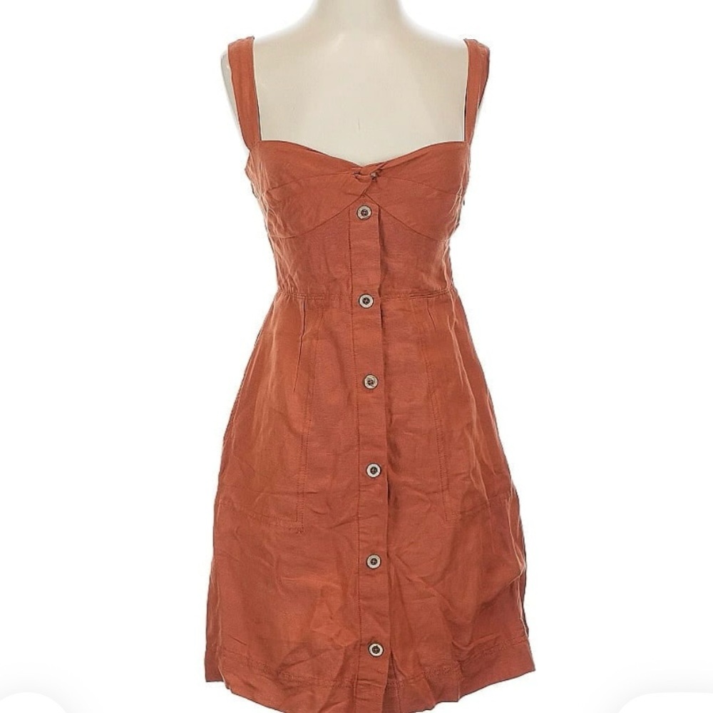 Maeve by Anthropologie Twist Front Mini Dress Linen XL